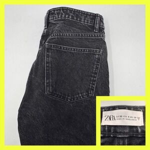 Zara TRF Black‎ Mom Jeans High Waisted Tapered Leg Denim EUR 36 USA 4 MEX 26